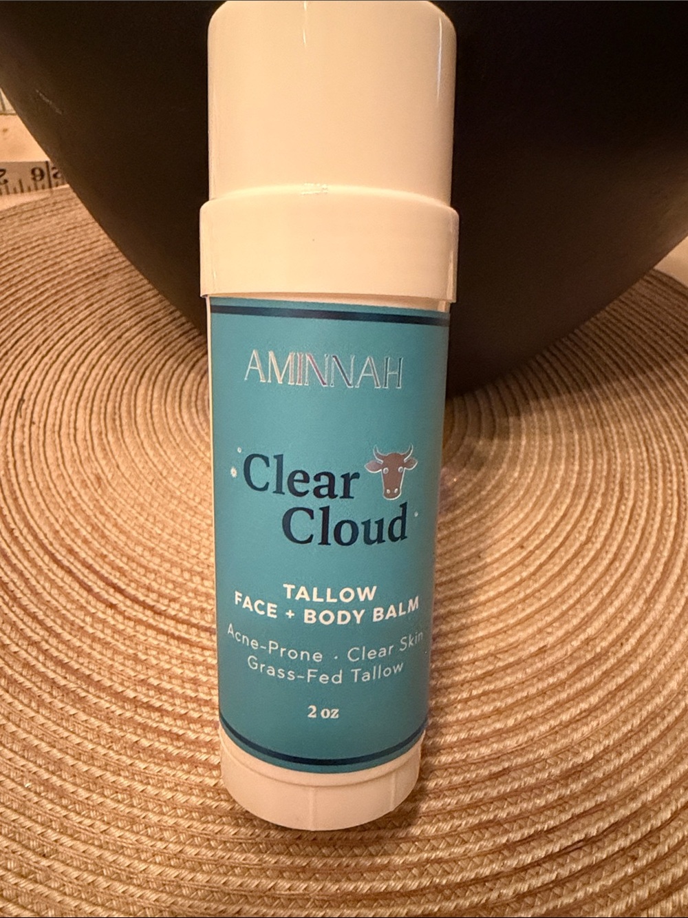 Aminnah Clear Cloud Tallow Face & Body balm stick 2 oz. New & Clear